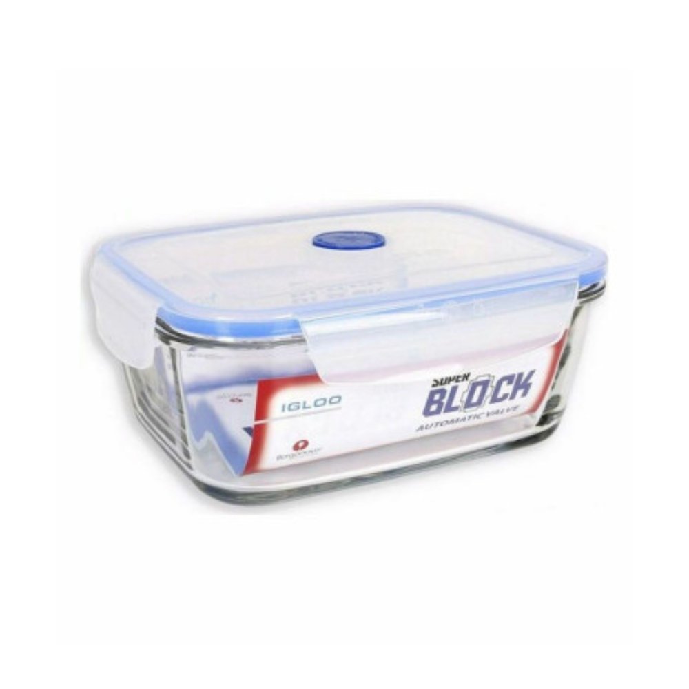 Contenedor Táper Hermético Vidrio Rectangular 800ml Válvula
